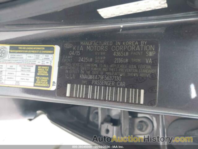 KIA OPTIMA LX, KNAGM4A79F5638746