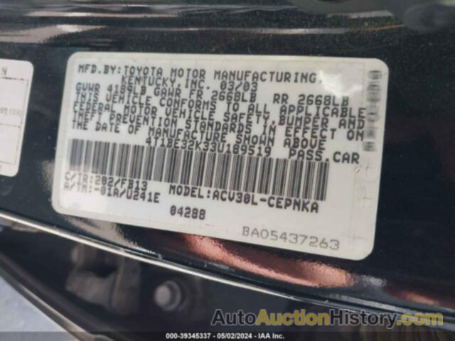 TOYOTA CAMRY LE, 4T1BE32K33U189519