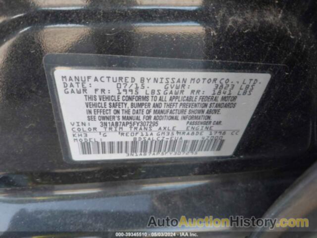 NISSAN SENTRA S, 3N1AB7AP5FY307295