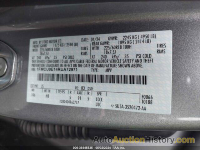 FORD ESCAPE PHEV, 1FMCU0E14RUA72971