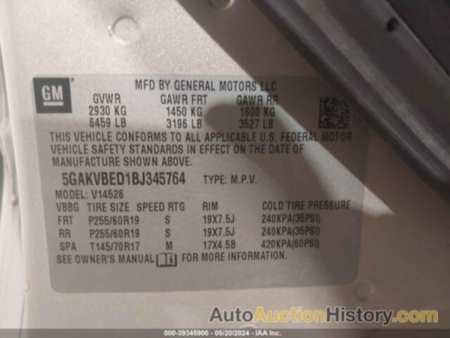 BUICK ENCLAVE CXL, 5GAKVBED1BJ345764