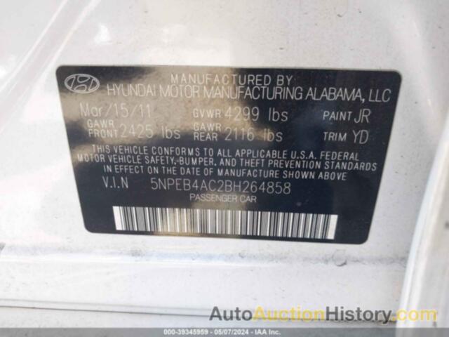 HYUNDAI SONATA GLS, 5NPEB4AC2BH264858