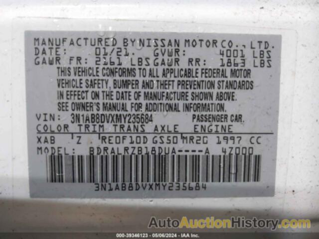 NISSAN SENTRA SR, 3N1AB8DVXMY235684