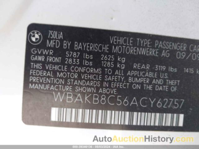 BMW 750LI, WBAKB8C56ACY62757