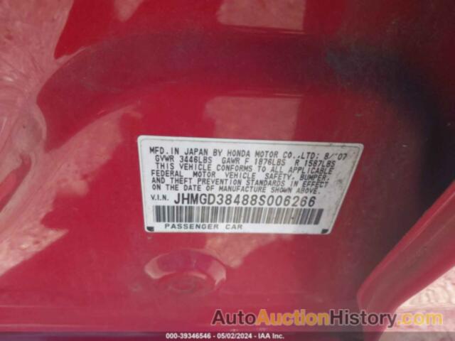 HONDA FIT, JHMGD38488S006266