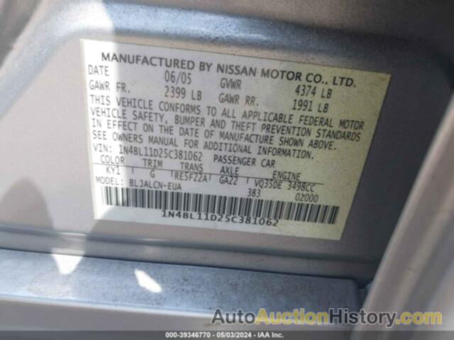 NISSAN ALTIMA 3.5 SE, 1N4BL11D25C381062