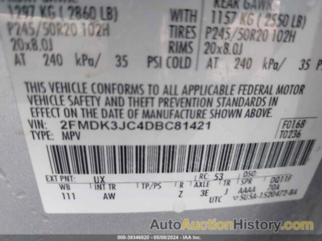 FORD EDGE SEL, 2FMDK3JC4DBC81421