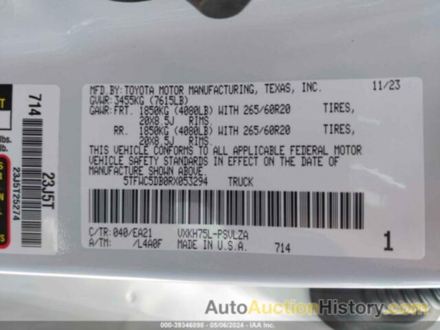 TOYOTA TUNDRA HYBRID CREWMAX LIMITED/CREWMAX P, 5TFWC5DB0RX053294