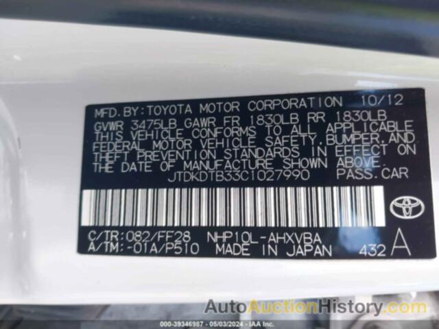 TOYOTA PRIUS C TWO, JTDKDTB33C1027990