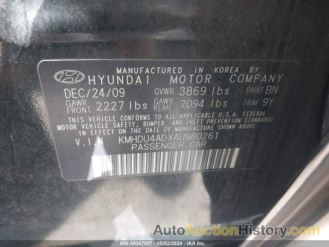 HYUNDAI ELANTRA GLS, KMHDU4ADXAU980261