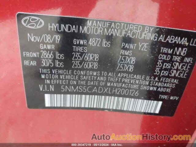 HYUNDAI SANTA FE LIMITED, 5NMS5CADXLH200126