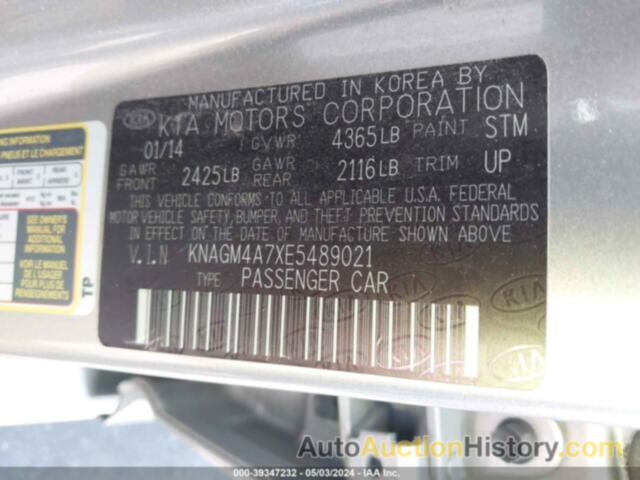 KIA OPTIMA LX, KNAGM4A7XE5489021