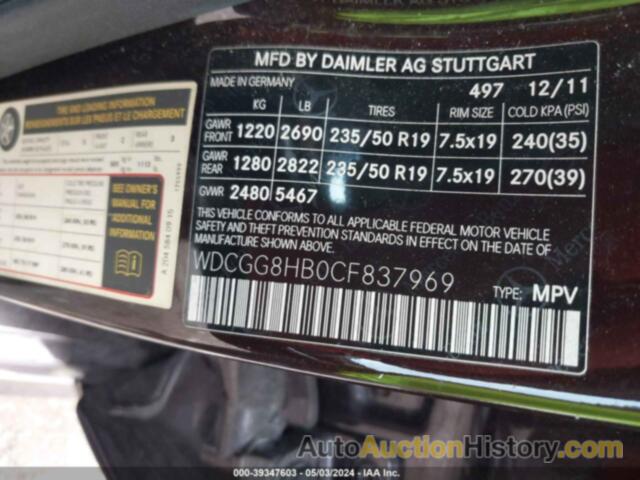 MERCEDES-BENZ GLK 350 4MATIC, WDCGG8HB0CF837969