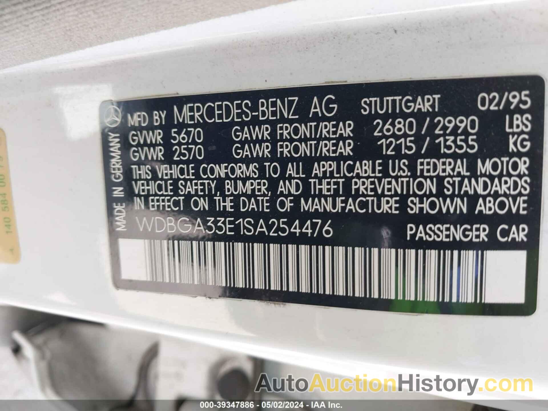 MERCEDES-BENZ S 320, WDBGA33E1SA254476