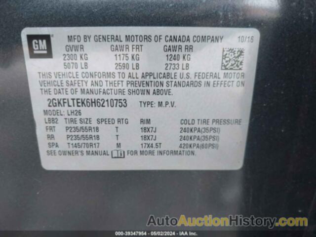 GMC TERRAIN SLE, 2GKFLTEK6H6210753