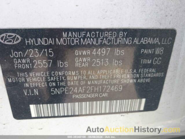 HYUNDAI SONATA SE, 5NPE24AF2FH172469