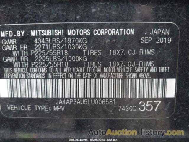 MITSUBISHI OUTLANDER SPORT ES/SP, JA4AP3AU5LU006581