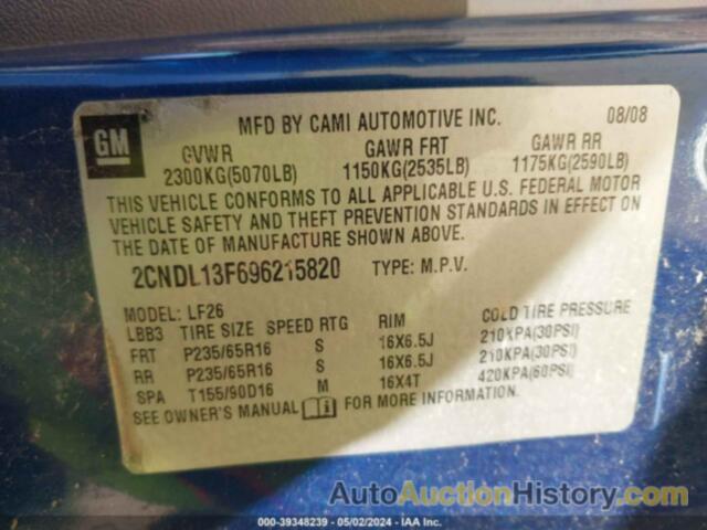 CHEVROLET EQUINOX LS, 2CNDL13F696215820