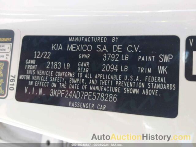 KIA FORTE LXS, 3KPF24AD7PE578286