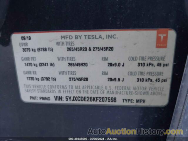 TESLA MODEL X, 5YJXCDE26KF207598