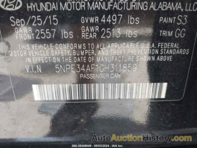 HYUNDAI SONATA SPORT, 5NPE34AF1GH311859