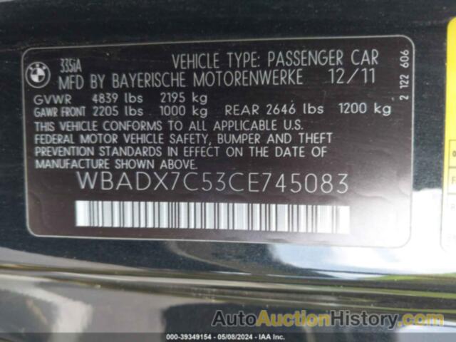 BMW 335I, WBADX7C53CE745083