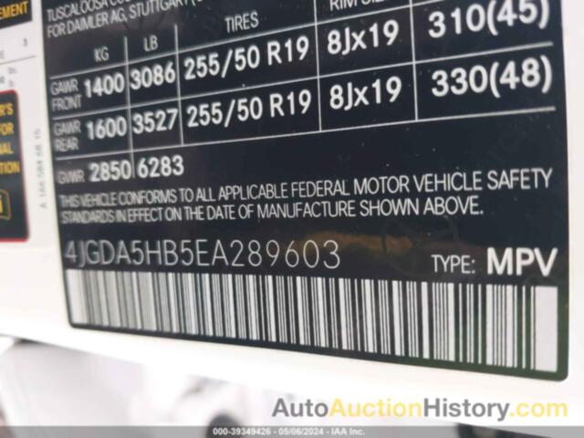 MERCEDES-BENZ ML 350 4MATIC, 4JGDA5HB5EA289603