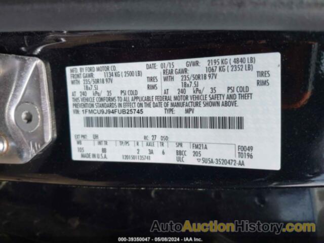 FORD ESCAPE TITANIUM, 1FMCU9J94FUB25745