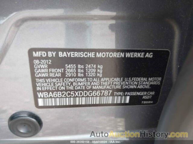 BMW 650I GRAN COUPE, WBA6B2C5XDDG66787