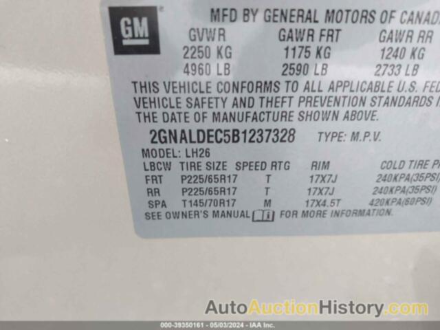 CHEVROLET EQUINOX 1LT, 2GNALDEC5B1237328