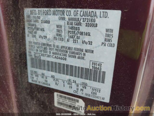 FORD F-150, 2FTZX07281CA04608