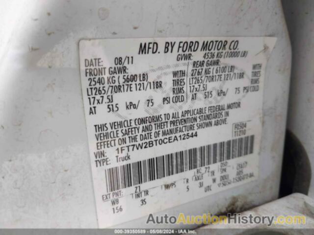 FORD F-250 XLT, 1FT7W2BT0CEA12544