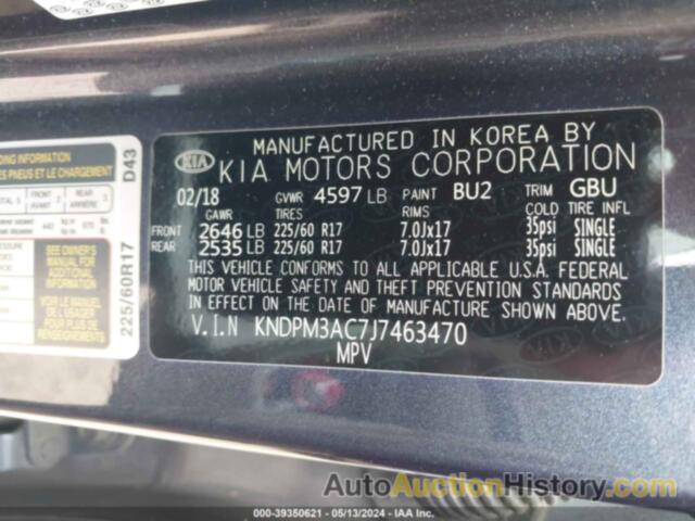 KIA SPORTAGE LX, KNDPM3AC7J7463470