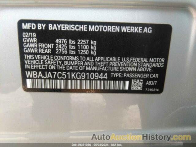 BMW 530I XDRIVE, WBAJA7C51KG910944
