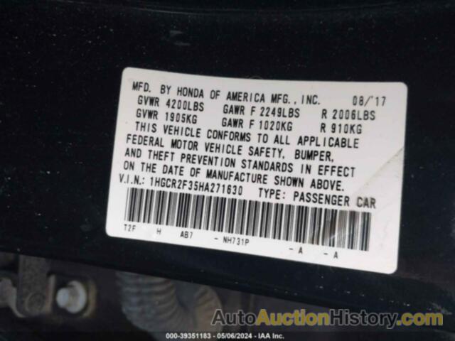 HONDA ACCORD LX, 1HGCR2F35HA271630