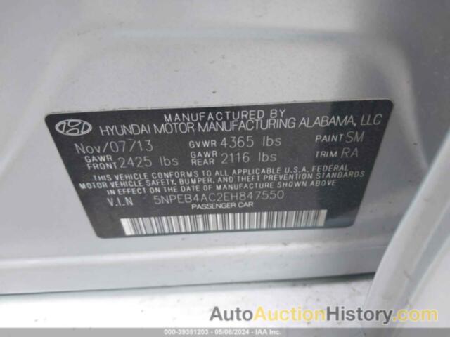 HYUNDAI SONATA GLS, 5NPEB4AC2EH847550