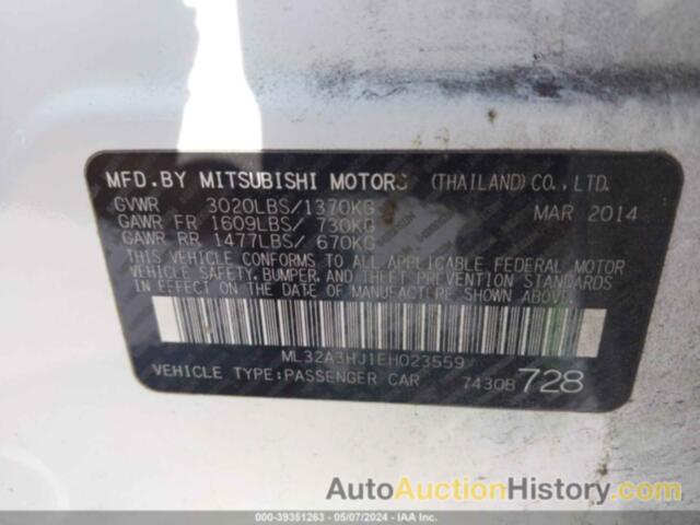 MITSUBISHI MIRAGE DE, ML32A3HJ1EH023559