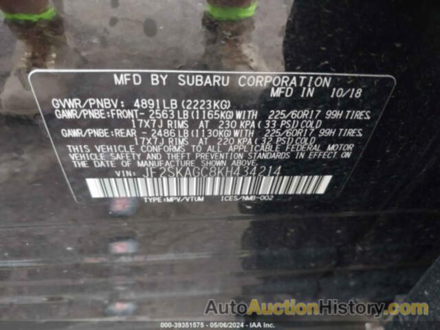 SUBARU FORESTER PREMIUM, JF2SKAGC8KH434214