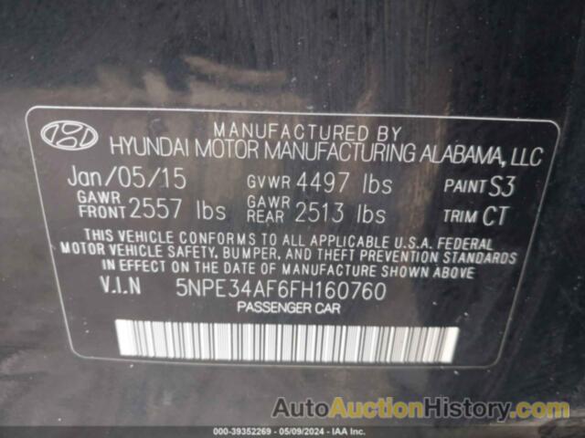 HYUNDAI SONATA LIMITED, 5NPE34AF6FH160760