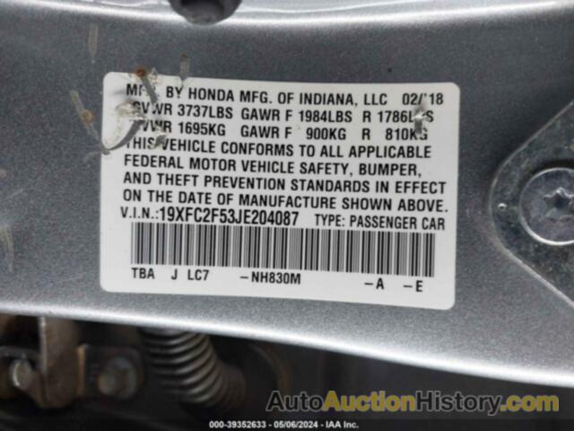 HONDA CIVIC LX, 19XFC2F53JE204087