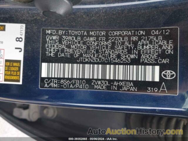 TOYOTA PRIUS FIVE/FOUR/ONE/THREE/TWO, JTDKN3DU7C1546253