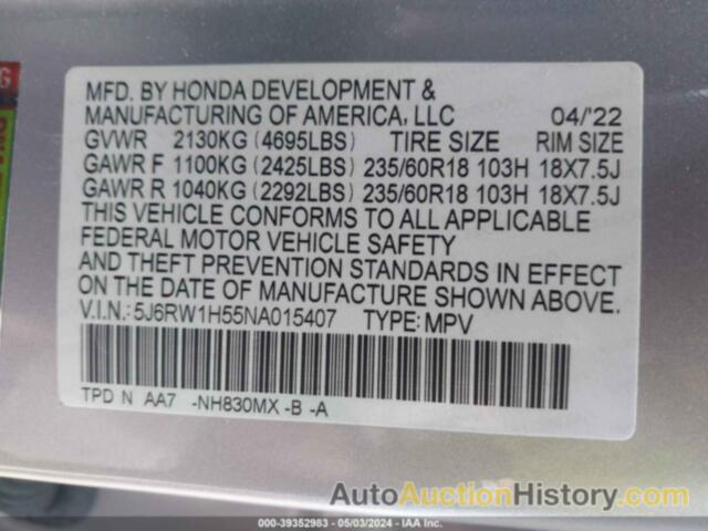 HONDA CR-V 2WD EX, 5J6RW1H55NA015407