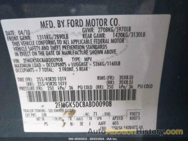 FORD FLEX LIMITED, 2FMGK5DC8ABD00908