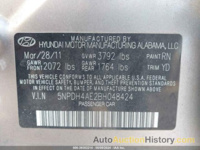 HYUNDAI ELANTRA GLS, 5NPDH4AE2BH048424