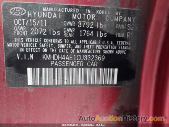 HYUNDAI ELANTRA LIMITED (ULSAN PLANT), KMHDH4AE1CU332369