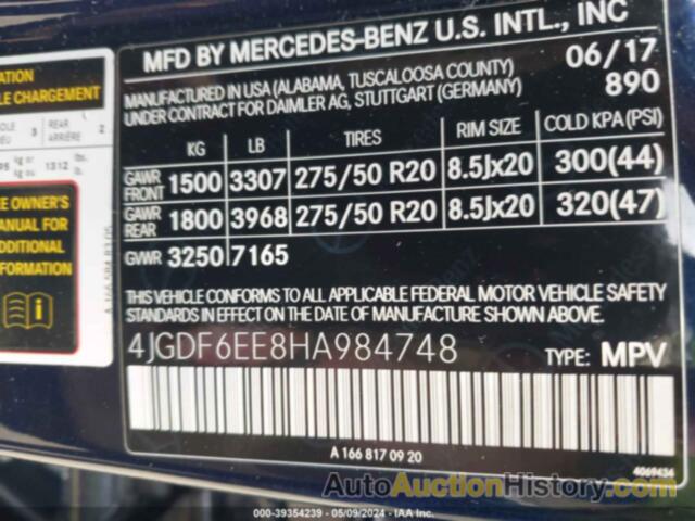 MERCEDES-BENZ GLS 450 4MATIC, 4JGDF6EE8HA984748