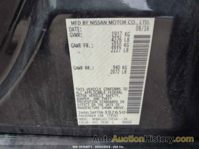 NISSAN ALTIMA 2.5 S, 1N4AL3AP7GN392650