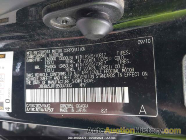 TOYOTA 4RUNNER SR5 V6, JTEBU5JR1B5037003