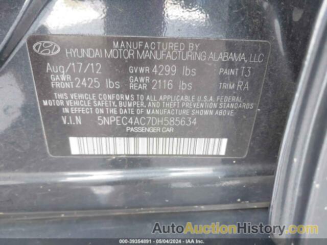 HYUNDAI SONATA SE/LIMITED, 5NPEC4AC7DH585634