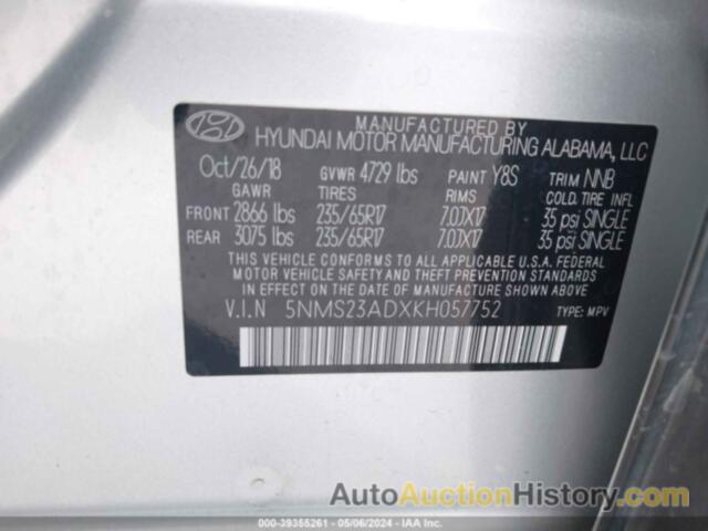 HYUNDAI SANTA FE SE, 5NMS23ADXKH057752